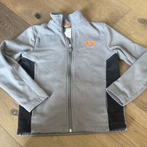 Under armour Gray and Black Zip-Up Jacket with Orange Logo
